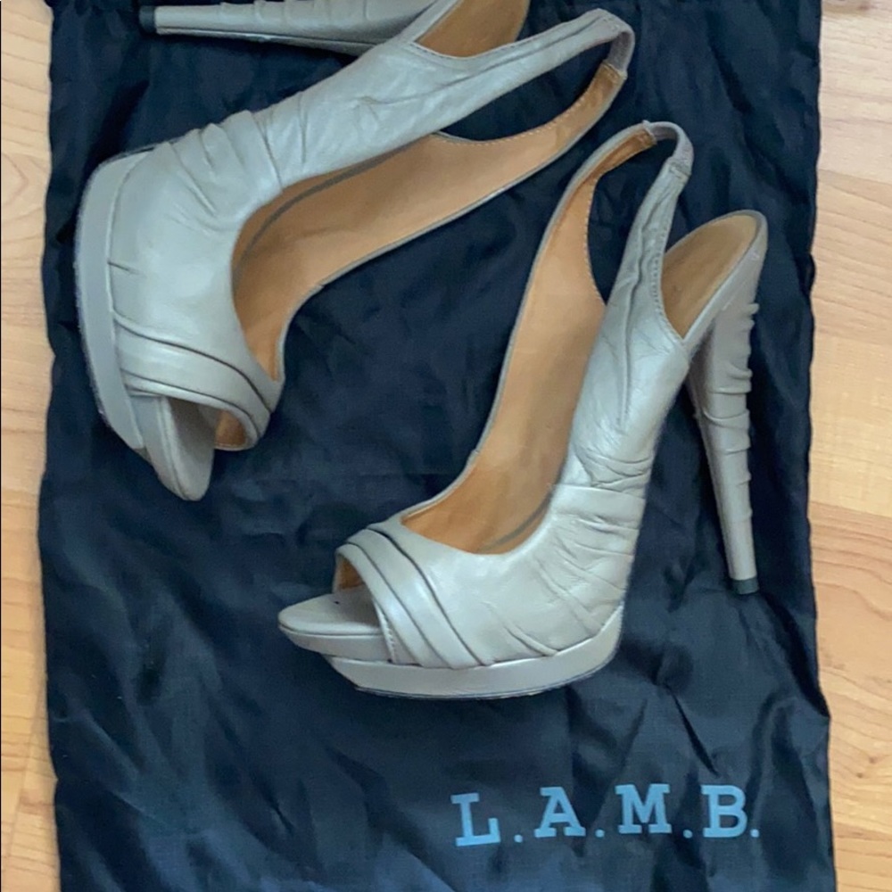 L.A.M.B beige heels. Size 9